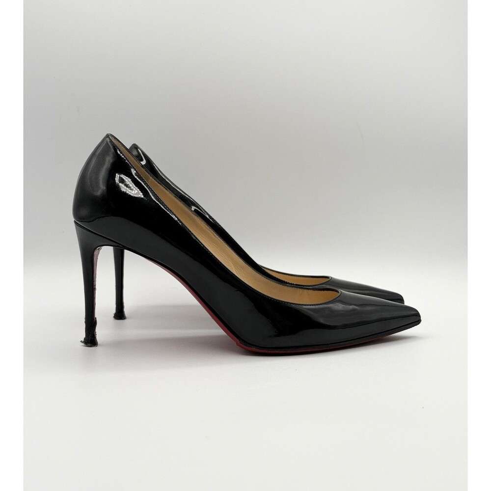 Christian Louboutin Kate 85 Black Patent Leather Stiletto Pointed Heels EU 37.5